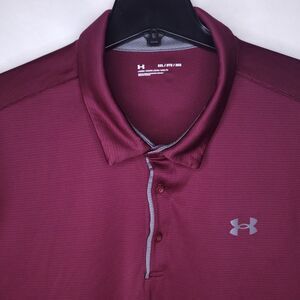 Under Armour Polo Shirt Mens 3XL Burgundy Tech Performance Loose